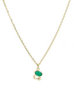 Celeste Moon & Star Green Onyx Inlay Pendant Necklace £45