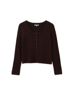 Chocolate Brown Button Up Ribbed Knitted Top £58