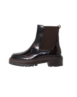 Chocolate Brown Patent Chunky Chelsea Boots £130