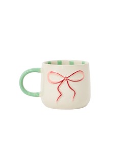 Cream Ceramic Stripe Bow Mug £12.50