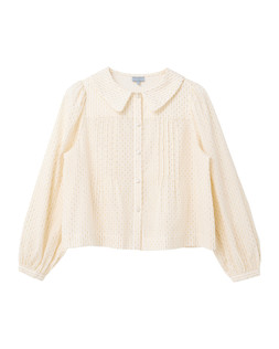 Cream Metallic Dobby Button Up Blouse £60