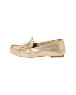 Gold Metallic Moccasin Leather Loafers £75