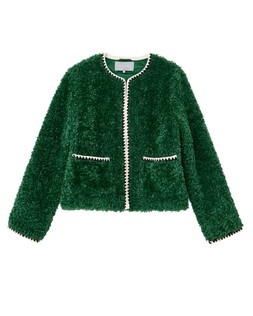 Green & White Scalloped Trim Borg Knitted Jacket £100