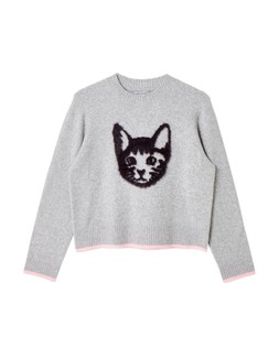 Grey & Black Fluffy Cat Knitted Jumper £70