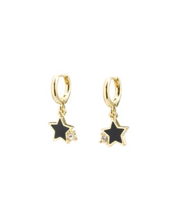 Irina Enamel Inlay Black Star Drop Huggie Earrings £16.50
