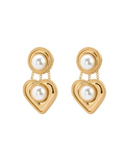 Keller Gold Tone & Faux Pearl Heart Earrings £22.50