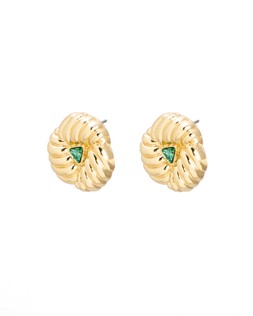 Lima Green Stone Detail Textured Circular Stud Earrings £18