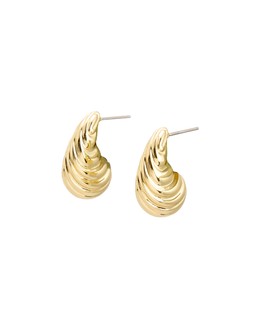 Maelie Line Detail Organic Shape Gold Tone Stud Earrings £16.5