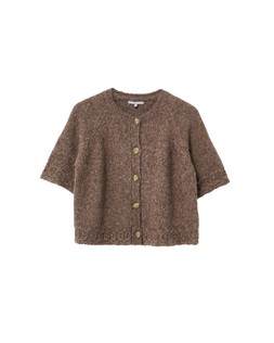 Mocha Brown Button Up Short Sleeve Knitted Cardigan £62