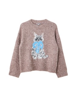 Mocha Brown Cuthbert Cat Crew Neck Knitted Jumper £68