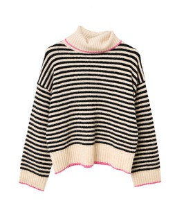 Monochrome Striped Roll Neck Knitted Jumper £65