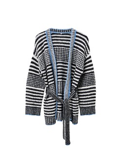Monochrome Striped Tie Waist Knitted Cardigan £72