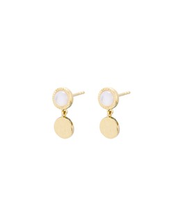 Oliver Bonas Adeline Mother of Pearl Inlay & Disc Gold Plated Drop Earrings £42
