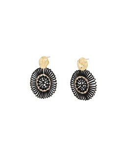 Oliver Bonas Alora Beaded & Hammered Metal Circular Drop Earrings £24