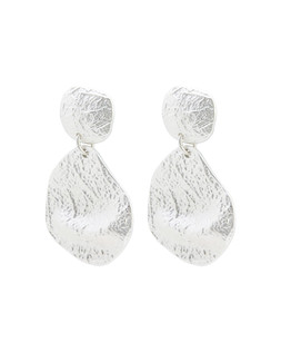 Oliver Bonas Amari Textured Metal Shapes Silver Tone Drop Earrings £19.50