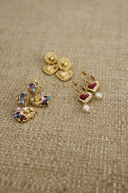 Oliver Bonas Amelie Multi Baguette Stone Detail Heart Drop Earrings £22 - Oliver Bonas Connie Puffy Heart Drop Earrings £19 - Oliver Bonas Sylvie Hammered Enamel Heart (3)