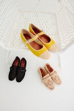 Oliver Bonas Bibi Lou Yellow Crochet Mary Jane £155 - Bibi Lou Macrame Ecru Loafer £140 - Bibi Lou Macrame Black Loafer £140
