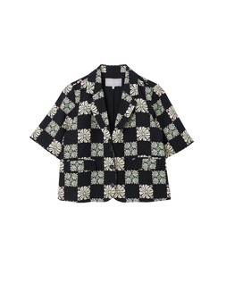 Oliver Bonas Black Daisy Print Short Sleeve Blazer £70