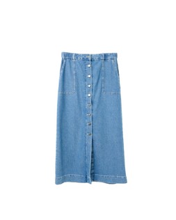 Oliver Bonas Blue Elasticated Waist Denim Midi Skirt £65