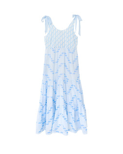 Oliver Bonas Blue Halcyon Print Strappy Midi Dress £78
