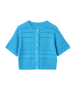 Oliver Bonas Blue Pointelle Short Sleeve Cardigan £60