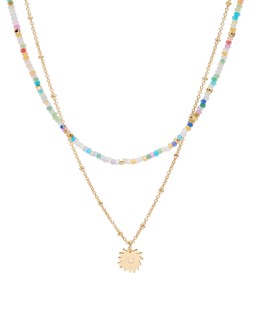 Oliver Bonas Brilla Sunshine Charm Beaded Double Row Chain Necklace £24