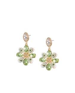 Oliver Bonas Cassie Faux Pearl & Green Beaded Flower Drop Earrings £22