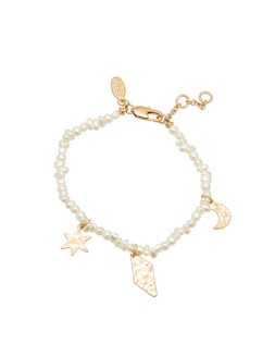 Oliver Bonas Celia Hammered Metal Charm Faux Pearl Bracelet £22.50