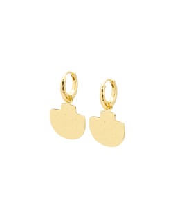Oliver Bonas Dia Hammered Textured Semi Circle Gold Plated Hoop Drop Earrings £50