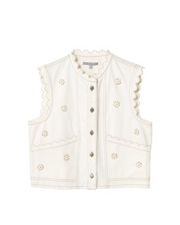 Oliver Bonas Ecru Beaded Denim Sleeveless Jacket £65