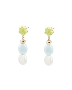 Oliver Bonas Elsa Flower Bead & Faux Pearl Drop Earrings £18