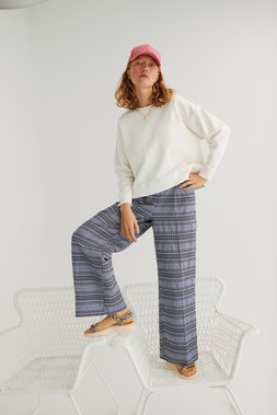 Oliver Bonas Flower Applique Sweater £55.00 - Oliver Bonas Blue Embroidered Check Trouser £75 - Red Pinstripe Cap £28.00 - Demi Disc Detail Gold Plated Chain Necklace £42 (7)