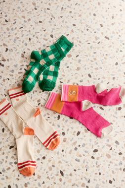Oliver Bonas Green & Gold Glitter Checker Board Socks £8.50