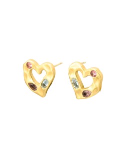 Oliver Bonas Hesti Heart Multi Stone Statement Stud Earrings £50