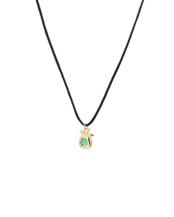 Oliver Bonas Melora Green Onyx Apple Charm Gold Plated Corded Necklace £40
