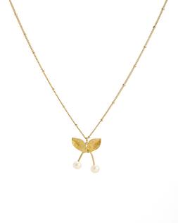 Oliver Bonas Ola Brass & Pearl Cherry Pendant Chain Necklace £28
