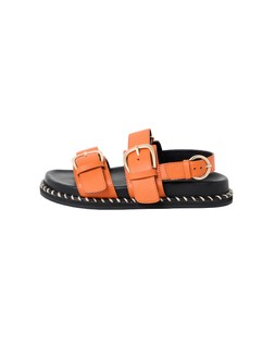 Oliver Bonas Orange Chunky Flatform Double Buckle Sandal £80
