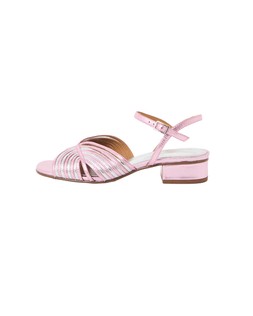 Oliver Bonas Pink Metallic Fan Mini Heel Sandal £75