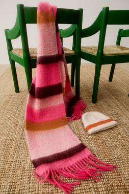 Oliver Bonas Pink Orange Brown Stripe Scarf £38 - Oliver Bonas Cream Orange Stripe Beanie £24 (2)