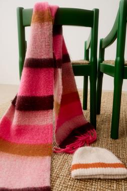 Oliver Bonas Pink Orange Brown Stripe Scarf £38 - Oliver Bonas Cream Orange Stripe Beanie £24 (3)