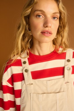 Oliver Bonas Red Wide Stripe Top £45 - Oliver Bonas Ecru Cord Dungaree £85 (1)