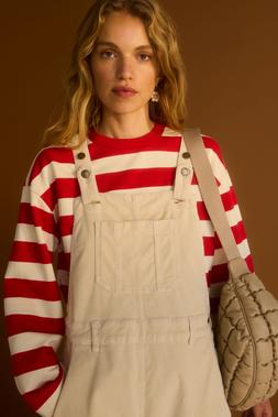 Oliver Bonas Red Wide Stripe Top £45 - Oliver Bonas Ecru Cord Dungaree £85 - Oliver Bonas Betty Gathered Putty Belt Bag £55 (3)