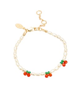 Oliver Bonas Riley Mini Cherries Beaded & Faux Pearl Bracelet £22
