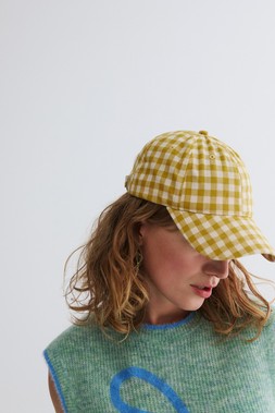 Oliver Bonas Soft Green Bow Tank £55 - Oliver Bonas Green Relaxed Peg Trouser £65 - Pink Green Stripe Fabric Shopper £22 Yellow Gingham Check Hat £28 (1)
