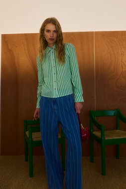 Oliver Bonas Stripe Pleat Shirt £55 Blue Stripe Wide Leg (5)