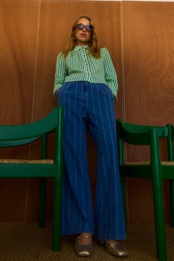 Oliver Bonas Stripe Pleat Shirt £55 Blue Stripe Wide Leg (19)