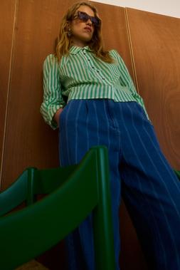 Oliver Bonas Stripe Pleat Shirt £55 Blue Stripe Wide Leg (11)