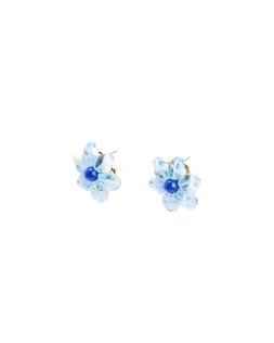 Oliver Bonas Tess Blue Bead Flower Stud Earrings £16.50
