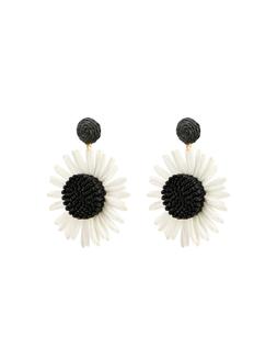 Oliver Bonas Willa Raffia Black & White Flower Drop Stud Earrings £22