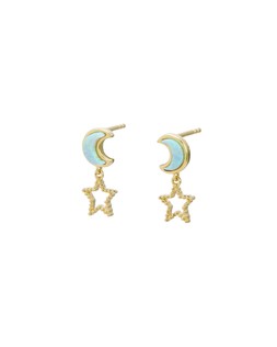 Paedyn Star & Moon Opalite Gold Plated Drop Earrings £45